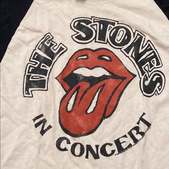 Junk Food Rilling Stones 3/4 Sleeve Vintage Style Ringer Top - Picture 4 of 9